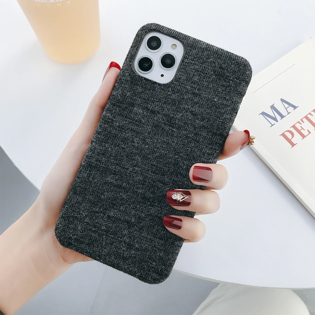 B Чехол Lovebay с текстурой ткани для iPhone 11 Pro X XR XS Max 7 8 6 6s Plus 11, мягкие чехлы для телефонов, ПУ, задняя крышка, карамельный плюшевый чехол - Цвет: B