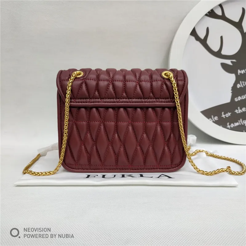 Высокое качество бордовый красный цвет Furla Сумки, Новые поступления оригинальные FURLA женские сумки Размер 17 см x 14 см x 7 см горячая распродажа