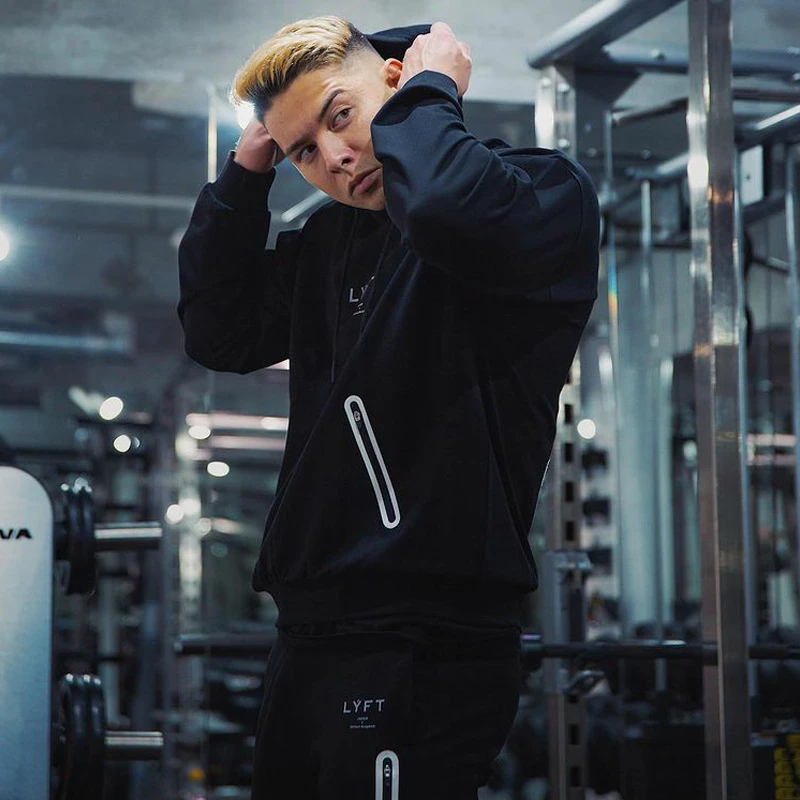 JP&UK Zipper Pocket 2021 Casual Hoodies Men Cotton Gym Sweatshirt Fitness Workout Cotton SportswearMale Pullover Tops Clothes