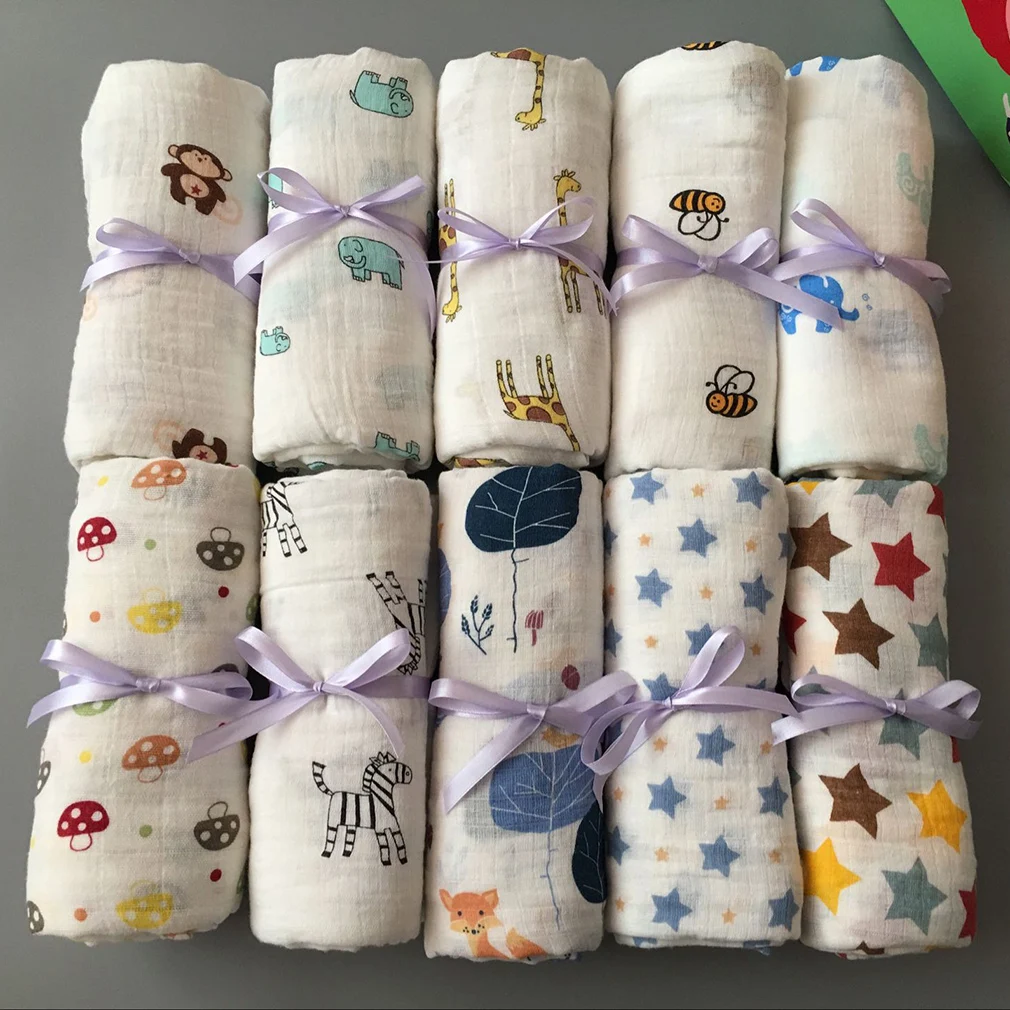 Hot! 120x120cm Muslin Newborn Baby Bath Towel Swaddle Blankets baby swaddle Cotton Multi Designs Functions 6 Types New Sale
