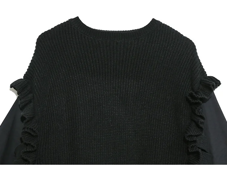LANMREM зима набор сшитых гофрированных футболок индивидуальный большой размер круглый вырез с длинным рукавом летучая мышь рубашка Женская PC056