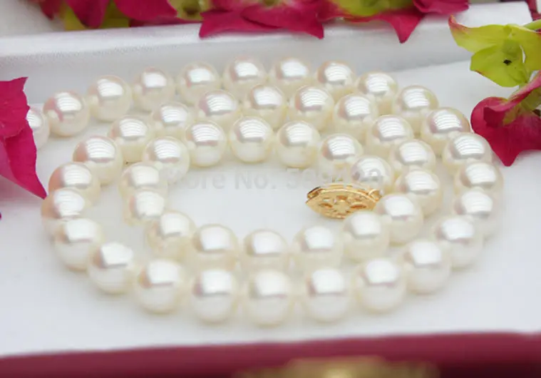 Free NATURAL 9-10MM AAA+ WHITE AKOYA PEARL NECKLACE 18 INCH