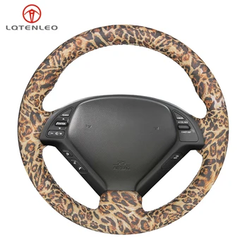 

LQTENLEO Leopard Artificial Leather Car Steering Wheel Cover For Infiniti G G25 G35 G37 EX EX35 EX30 EX37 Q40 Q60 QX50 2014-2018