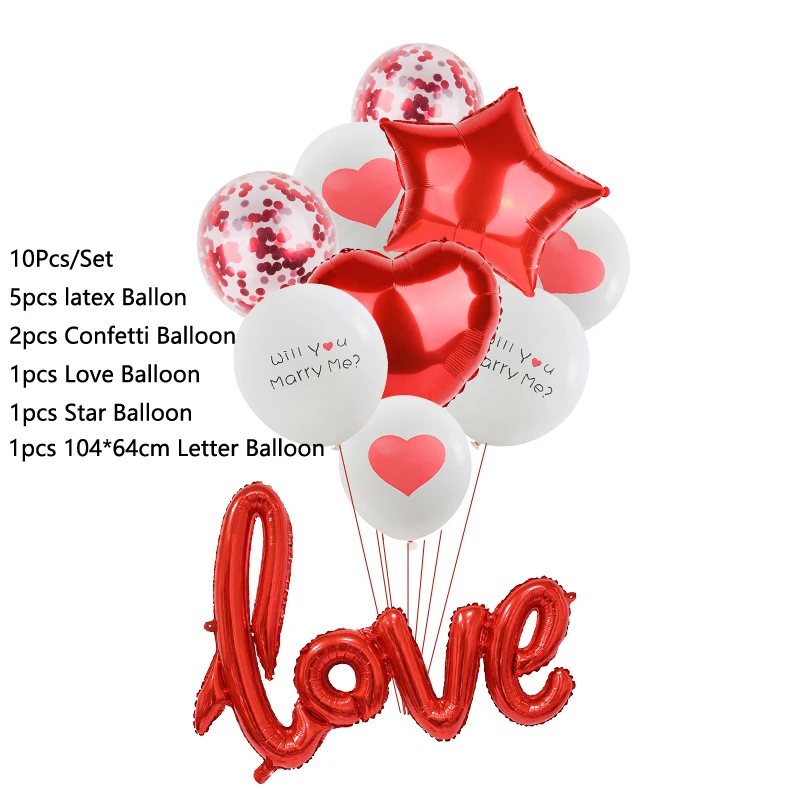 10pcs Red marry A 1 Набор воздушных шаров колонна-подставка наборы воздушных шаров стенд Арка с рамкой основание и полюс для дня рождения свадьбы Валентина украшения - Цвет: 10pcs Red marry A
