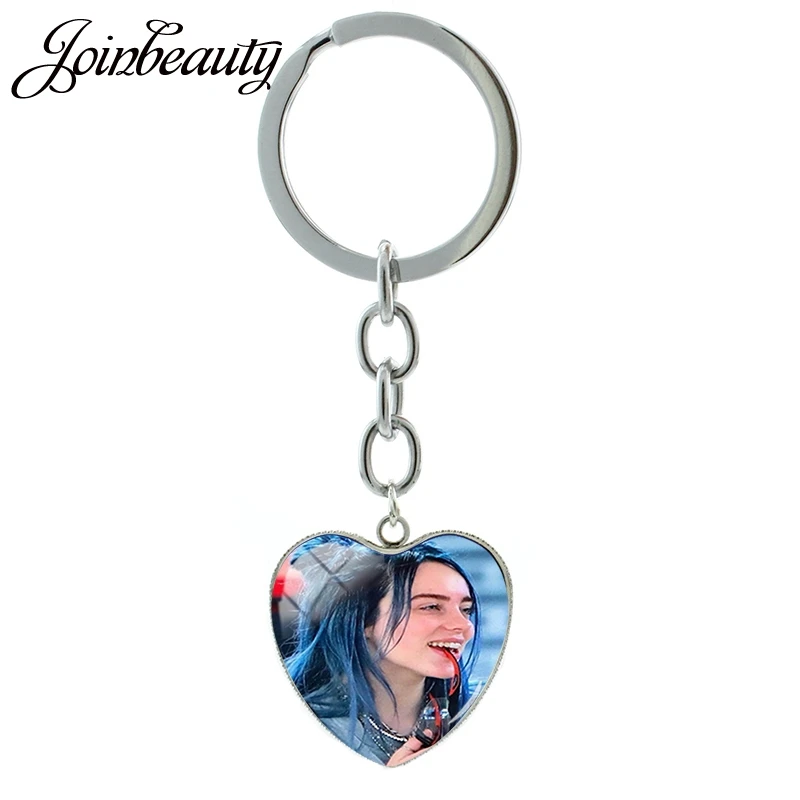 JOINBEAUTY в форме сердца Горячая Billie Eilish фото брелок стеклянный купол для ключа подвесные аксессуары для сумок DIY вентиляторы подарок HB01 - Цвет: HB03