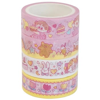 

4pcs/set Kawaii Plants Flowers Decorative Washi Tape DIY Scrapbooking Masking Tape Sticker Label Stationery