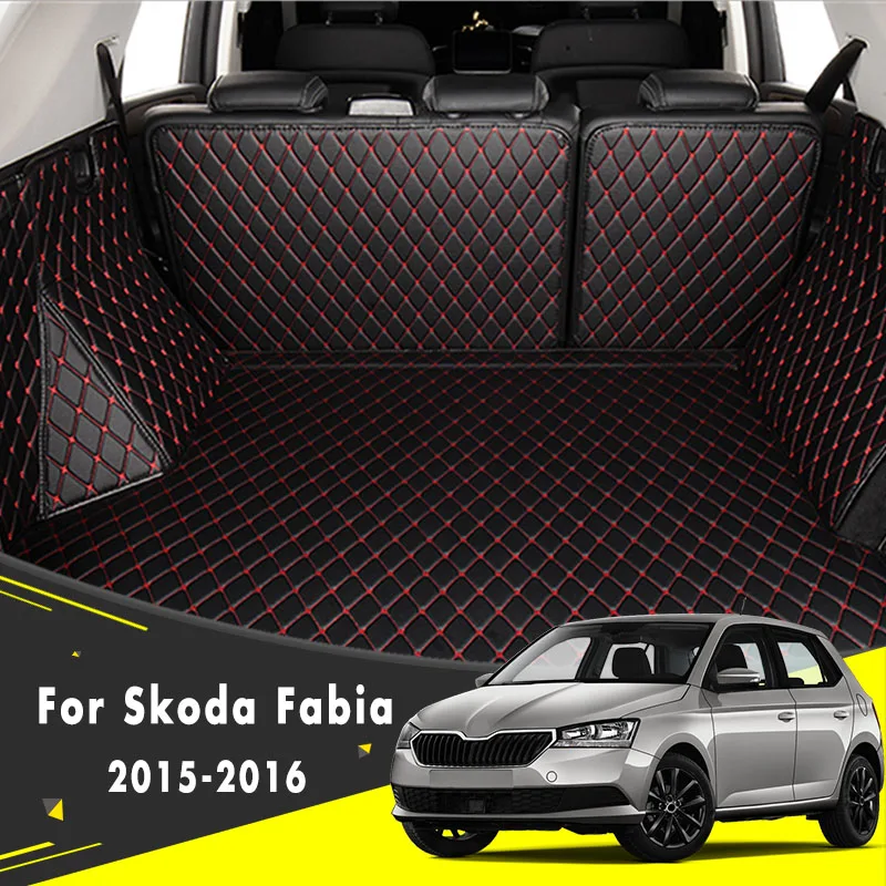 

Waterproof Boot Carpets Cargo Liner Full Set Car Trunk Mats For Skoda Fabia 2015 2016