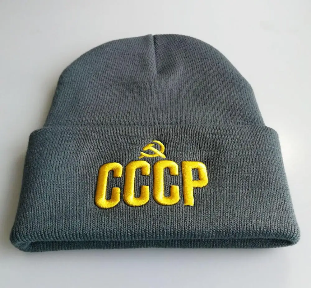 Новая мода зима русский логотип CCCP трехмерная вышивка шерстяная шапка мужская уличная для верховой езды теплая вязаная шапка для мальчика повседневная шапочка