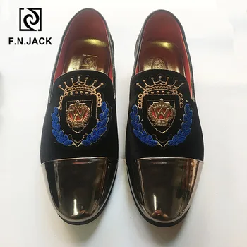 

F.N.JACK Shoes New Arrival Classic Black Velvet Men's Shoes Casual Rubber Loafers for Man with Vintage Decoration