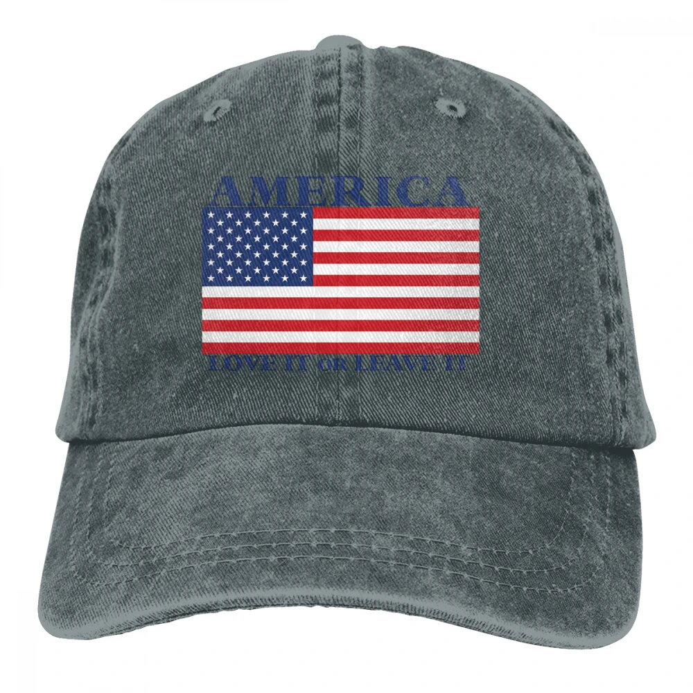 Америка любит его или оставить его Casquette Красный унисекс Мужские Женские джинсовые бейсболка с ремешком кепки Регулируемый Гольф папа шляпа
