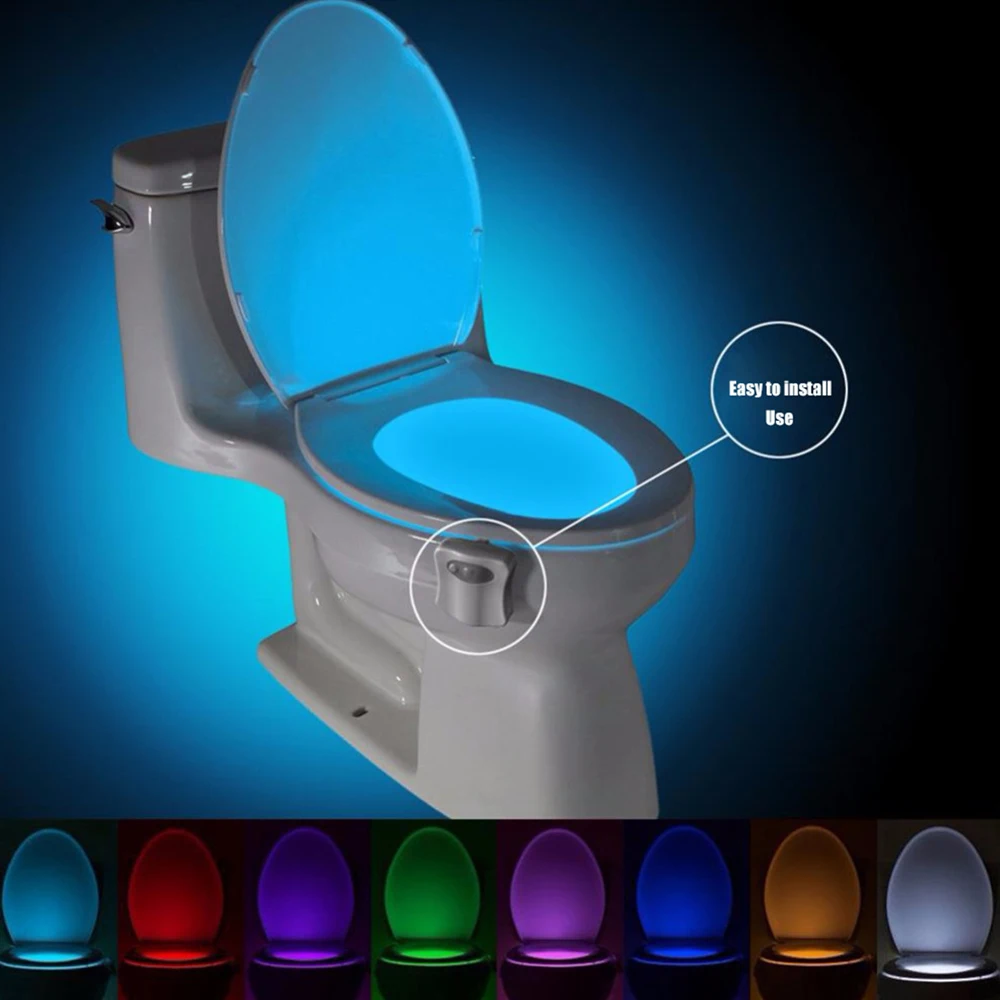 LED Toilet Seat Night Light Motion Sensor WC Light 8 Colors Waterproof Backlight for Toilet Bowl Luminaria Lamp Bath Toilet Lamp 6