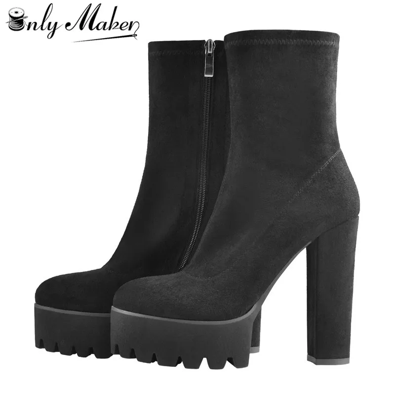 platform booties chunky heel