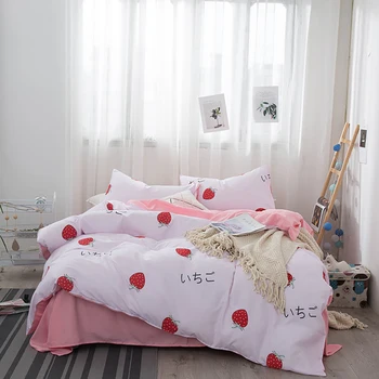 

3/4 Pcs Printed Solid Bedding Sets Child Duvet Cover Cartoon Quilt Bed Sheet Pillowcases Cover Set Comforter Single Douleb Bed