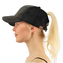 YLWHJJ Hot Selling Women's Mesh Cap Rear Open Sequin Ponytail Baseball Cap Fashion Wild Cap