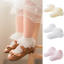 Одна пара сетчатых носков детские кружевные тонкие студенческие носки для девочек дышащие детские носки однотонные хлопковые носки, 30SEP6