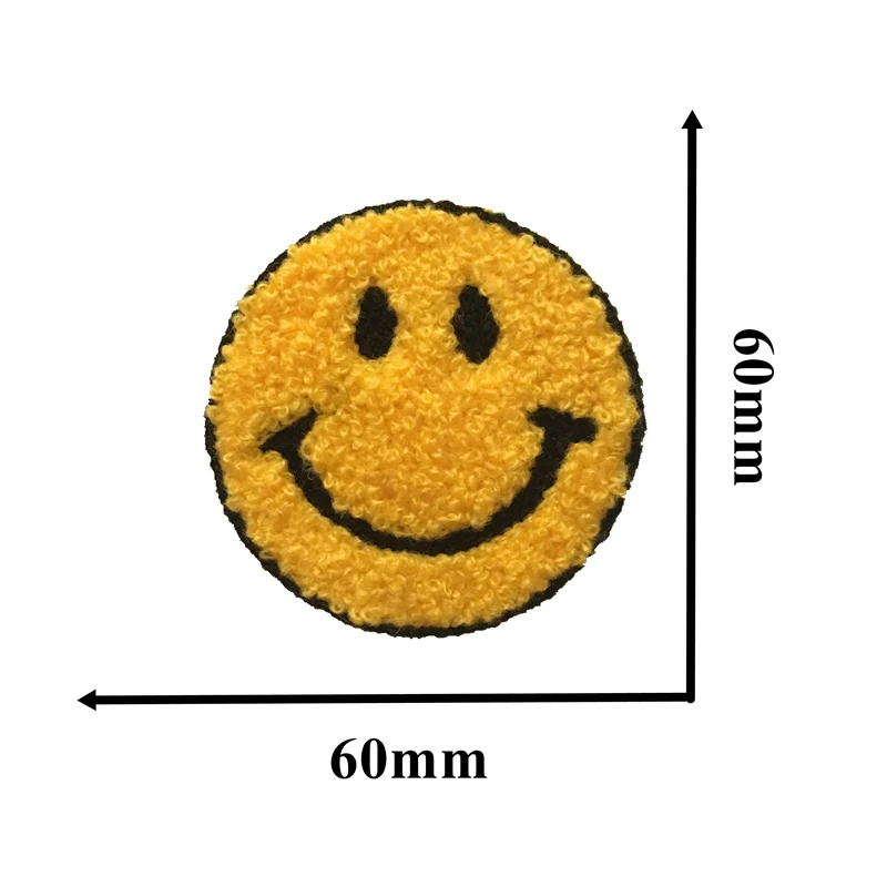 10 шт. Золотая синель улыбающееся лицо вышивка пришить заплатка для одежды 6 см нашивки аксессуары для шитья