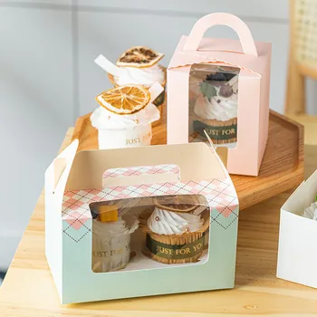 

10Pcs Cupcake Sweet Box with Window Candy Muffin Cake Pastry Portable Bag Tote for Dessert Shop Supply Party Wedding Favour Kids