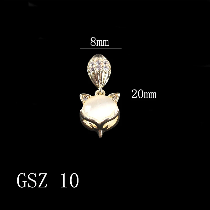GSZ 10 2pcs Дизайн в китайском стиле, 3D хрустальные стразы, Золотая рыбка, Милая мышка, слитки, сплав, украшение для ногтей, украшения для ногтей, аксессуары - Цвет: GSZ 10 2pcs