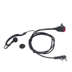 2 Pin Covert G Shape Walkie Talkie Earpiece Two Way Radio Headset with PTT Red Mic Head for Baofeng Kenwood Puxing Wouxun