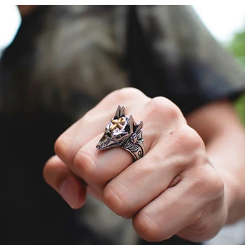 

Stainless steel ring men rings for men luxury brand fashion gold punk grim Reaper Anubis Titanium Steel retro index finger ring