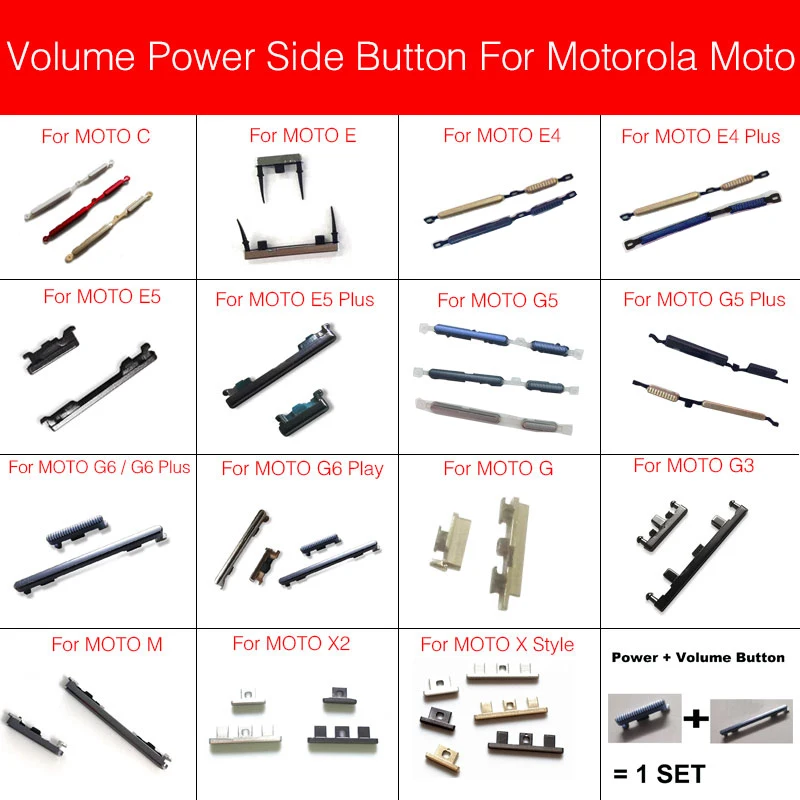 

1 Set Side Volume Button Power Keypad For Motorola Moto C M G G3 G5 Plus G6 Play E E4 E5 Plus X Style X2 Switch On Off button