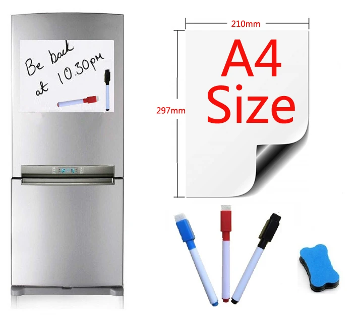Магнитная доска формата А4, магниты на холодильник, доски для презентаций, для дома, кухни, доски для записей, магнитные Стикеры, 1 ластик, 3 ручки
