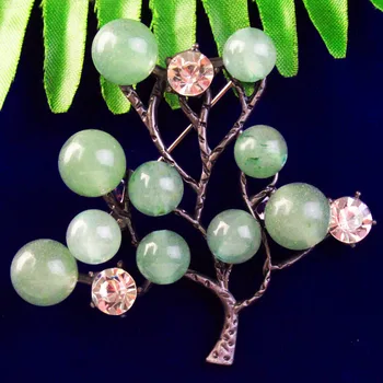 

55x57x13mm Green Aventurine Tibetan Tree Pendant Bead Brooch BL13