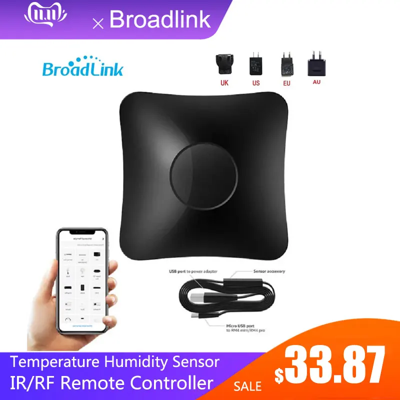 BroadLink RM4 Pro+HTS2  IR RF Version Wireless Universal Remote Hub with Temp and Humidity Sensor Smart Home Solution
