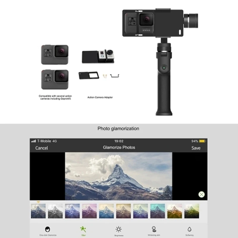 3-осевой Карманный бесщеточный карданный стабилизатор для смартфона iPhone samsung Xiaomi GoPro спортивные Камера