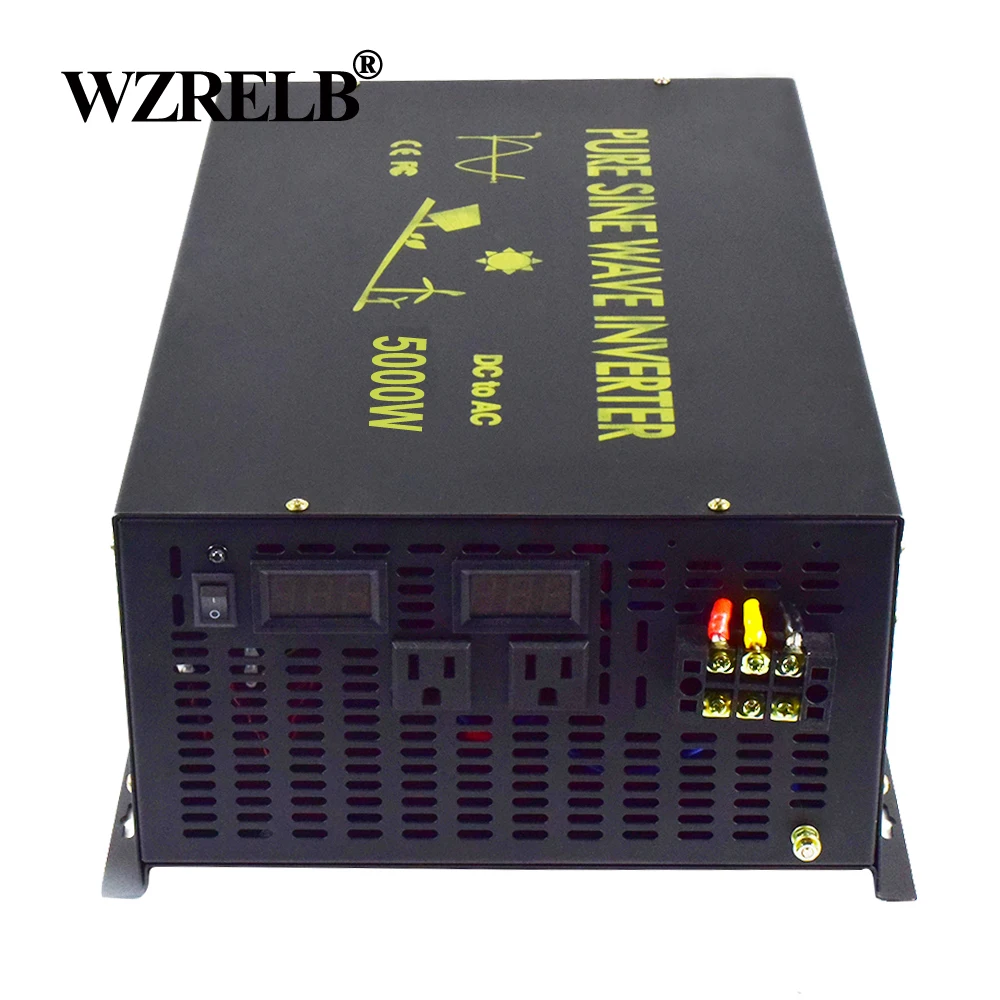 Piek 5000W Zuivere Sinus Omvormer 10000W 24V 230V 12V/48V Dc 110V/120V/220V Ac Solar Panel Inverter Voltage Regulator