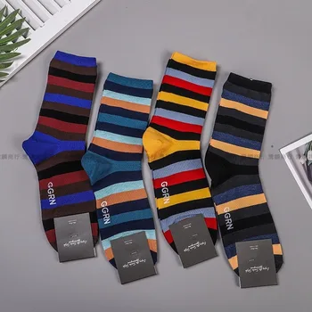 

Crew Socks for Man Cotton Mens Sock Striped Print Soft Cartoon Men Autumn Winter Classic Adult Business Sox Calcetines Hombre