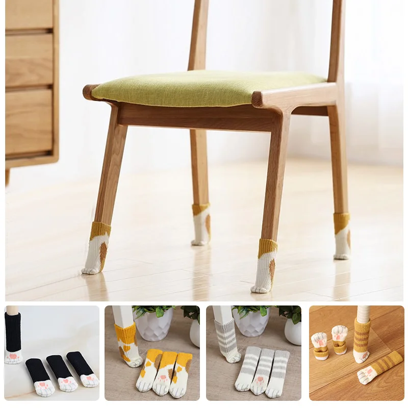16PCS Lovely Cat Paw Table Chair Foot Leg Knit Cover Protector Socks Sleeves set 