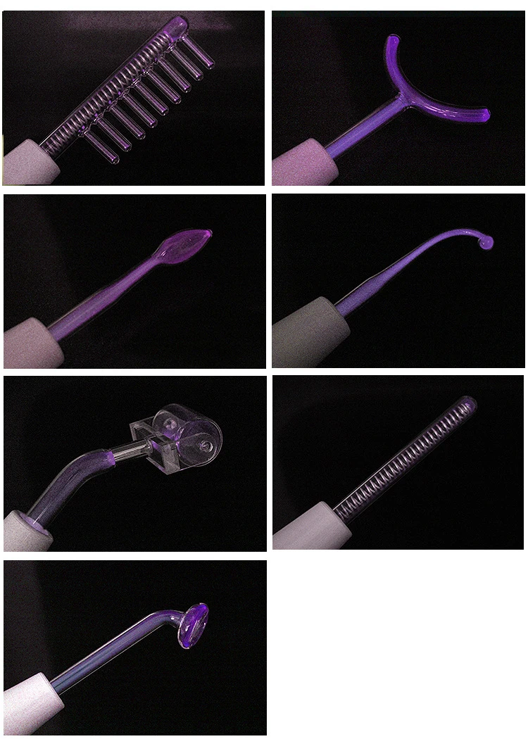 High Frequency Device Portable Facial Machine 7 in 1 Violet Ray Purple Light Electrode Wand Tubes，Skin Care Face Massager