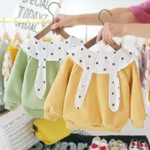 Лидер продаж Детские Свитер для девочек Классический Нежный зимний, утепленный, для детей с длинными рукавами для девочек; воротник "Лотос" флис, теплые, милые, миленькие в японском стиле(«Толстовка