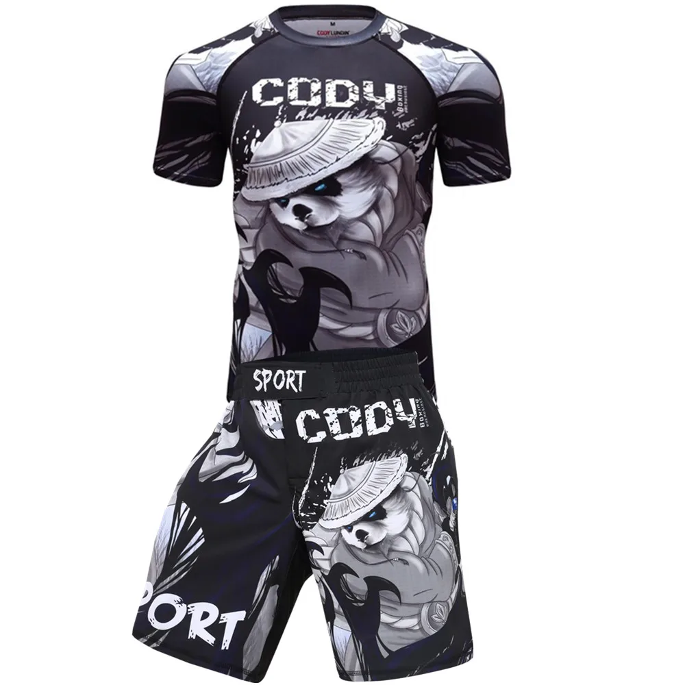 Брендовые Компрессионные Мужские спортивные костюмы быстросохнущие комплекты MMA одежда спортивная рубашка Jogger тренировки Спорт Фитнес спортивные костюмы для бега - Color: 7