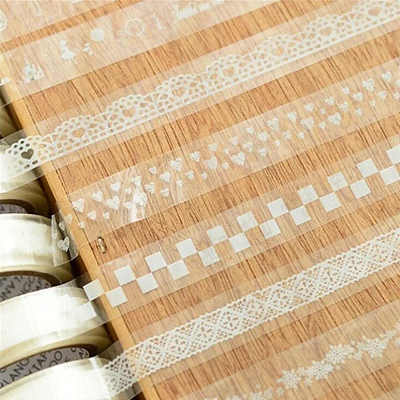 5Pcs/Set New Hot Sale Fashion Film PVC Lace Sticky Paper SELF-adhesive Washi Tape Sticker Scrapbooking Decorative Craft