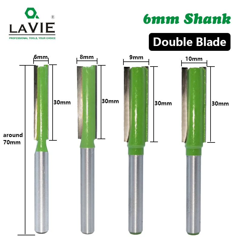 LAVIE 1pc 6mm Shank Straight Bit Tungsten Carbide Single Double Flute Router Bit Wood Milling Cutter for Woodwork Tool MC06020