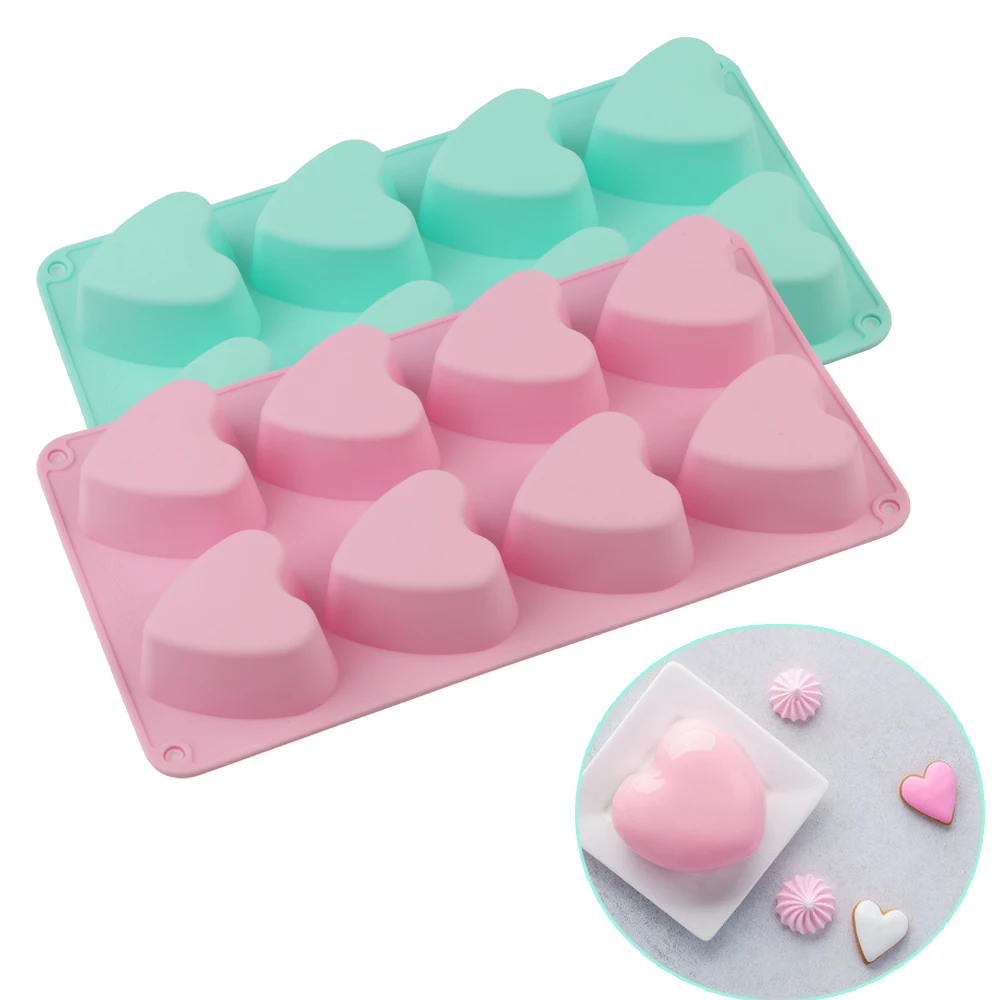 

8Cavity Heart Silicone Molds for Making Cake Bread Chocolate Jelly Pudding Jelly Candy Biscuit Candle Soap Mould 1PCS
