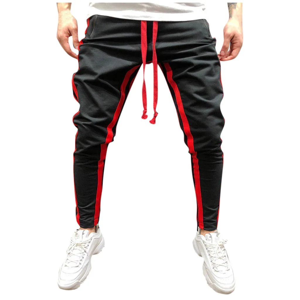 Модные мужские повседневные Лоскутные свитшоты брюки Jogger новые тренажерные залы фитнес Лоскутные Спортивные лосины дышащие брюки 8,13 - Цвет: Black