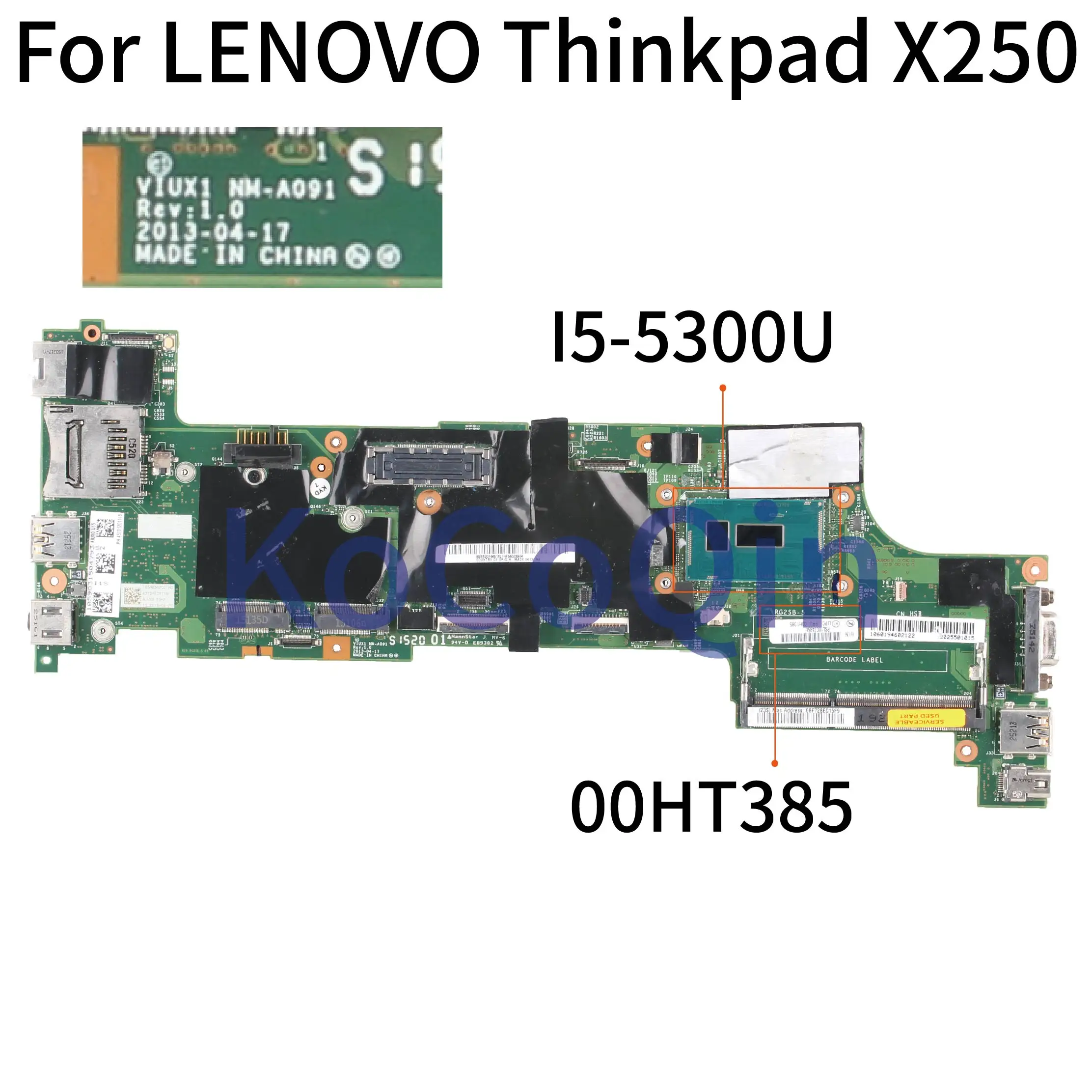 Placa-mãe para Notebook Kocoqin Compatível com Lenovo Thinkpad X250 Core Sr32x Edition 00ht385 Viux1 I55300u - Imagem 3