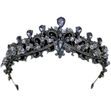 Барокко, черная свадебная тиара, повязка на голову, стразы, свадебные аксессуары для волос, винтажные короны, свадебная диадема, украшения для волос