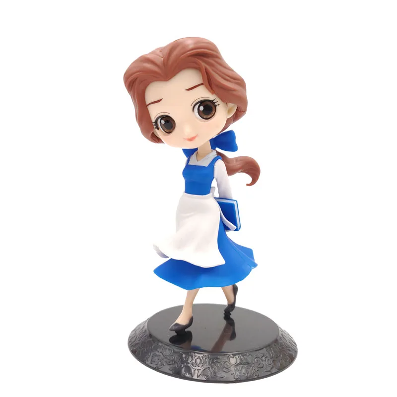Disney Q Posket, Сказочная кукла принцессы, замороженная Эльза, Анна, жасмин, Ариэль, Белль, Мулан, фигурки, игрушки, украшение торта, рождественский подарок - Цвет: Абрикос