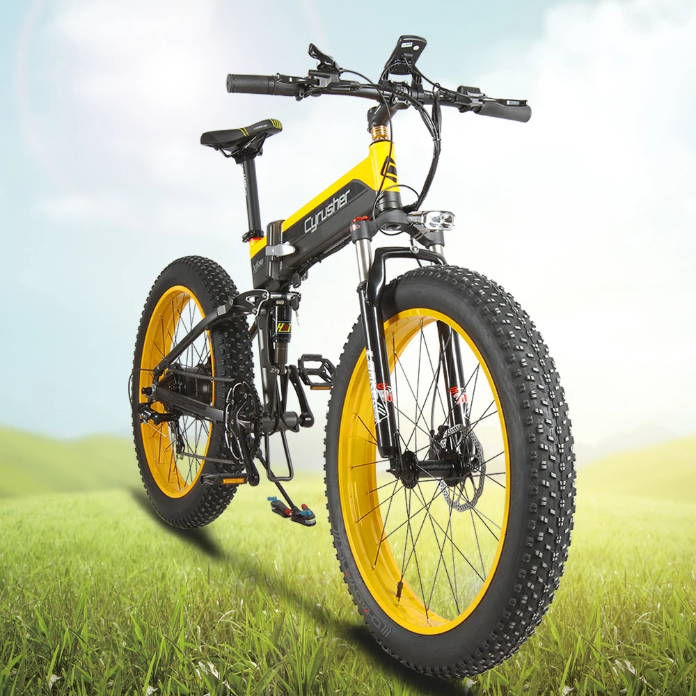 XF690 складной велосипед с толстыми шинами 1000 Вт 48 В 12.8AH Ebike с полной подвеской рама 27 скоростей складной электрический велосипед складной Снежный велосипед