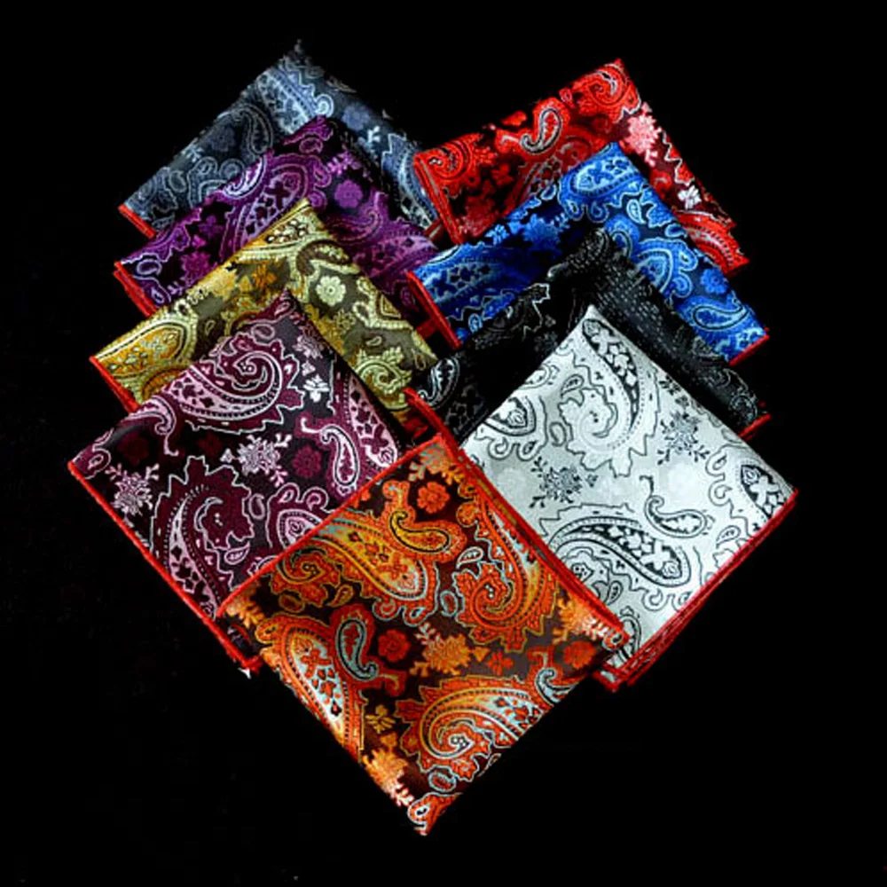 9PCS(OneOfEachColor) 9 шт., Мужские жаккардовые носовые платки с узором пейсли и цветочным узором, карманные, вечерние, аксессуары, BWTYX0329A - Цвет: 9PCS(OneOfEachColor)