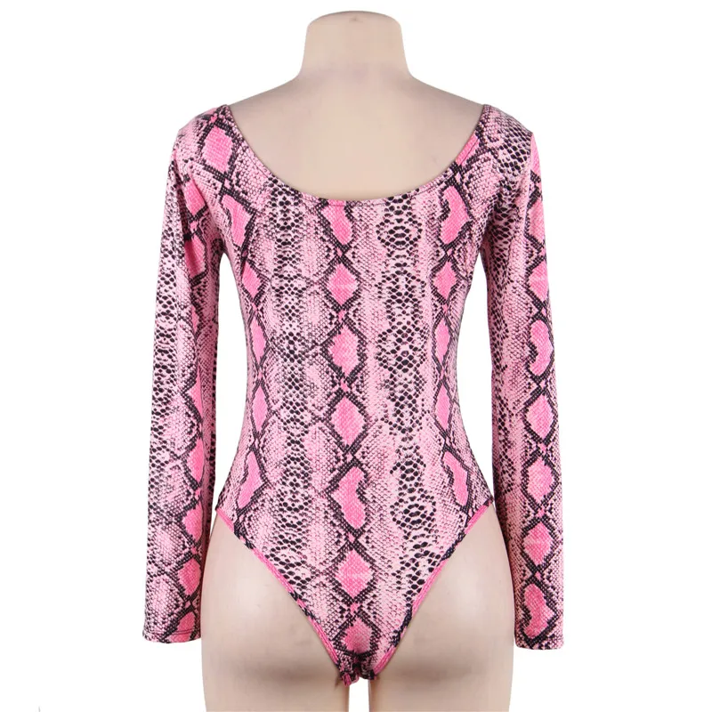Новое поступление Эротика змеиный принт женское тело Mujer мода o-образным вырезом тело Feminino Para Mulheres серый розовый сексуальный боди R80838