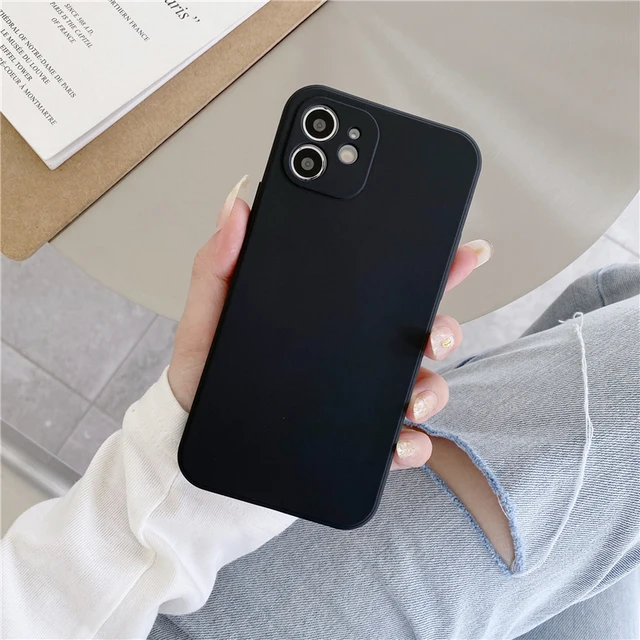 Soft Silicone Candy Colour Phone Case For iPhone 11 12 Pro Max 13Mini Camera Protection XS X XR 7 8 Plus SE2020 Matte Shockproof black