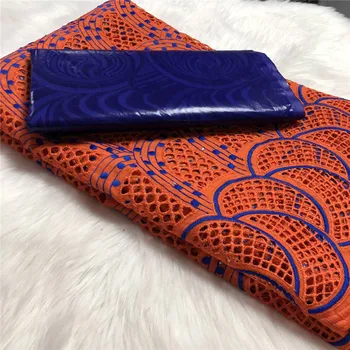

Hot selling African bazin riche lace fabric 2020 latest design swiss lace bazin brocader matching 2.5+2.5yards/lot