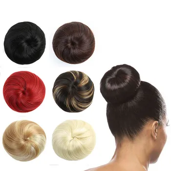 

DIANQI Synthetic Chignon Fake Hair Bun Clip In Elastic Scrunchie Updo Hair Extensions heat resistant Hairpiece headwear
