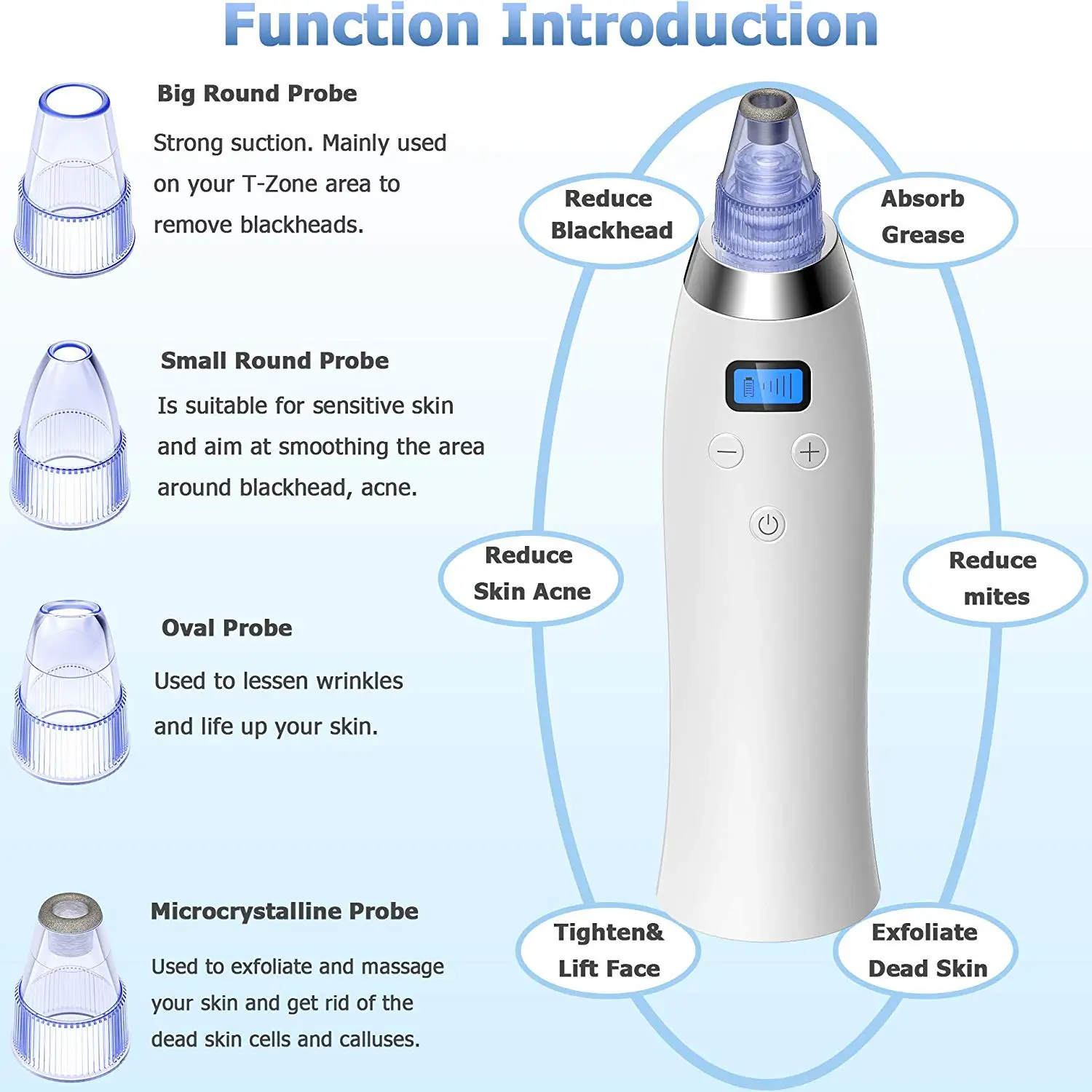 Microdermabrasion Pen Vacuum Blackhead Acne Removal Vacuum Cleaner Face Pore Skin Peeling Clean Machine