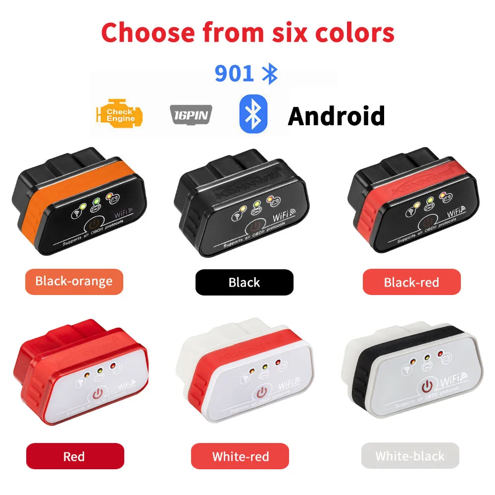 KONNWEI KW901 Bluetooth детектор неисправностей двигателя автомобиля сканер диагностический сканер считыватель для Android/iOS/PC CA